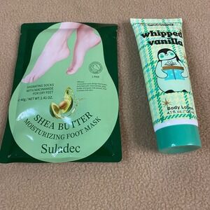 Shea Butter Foot Mask Hydrating Socks 1 Pair Sweet Shimmer Vanilla Body Lotion